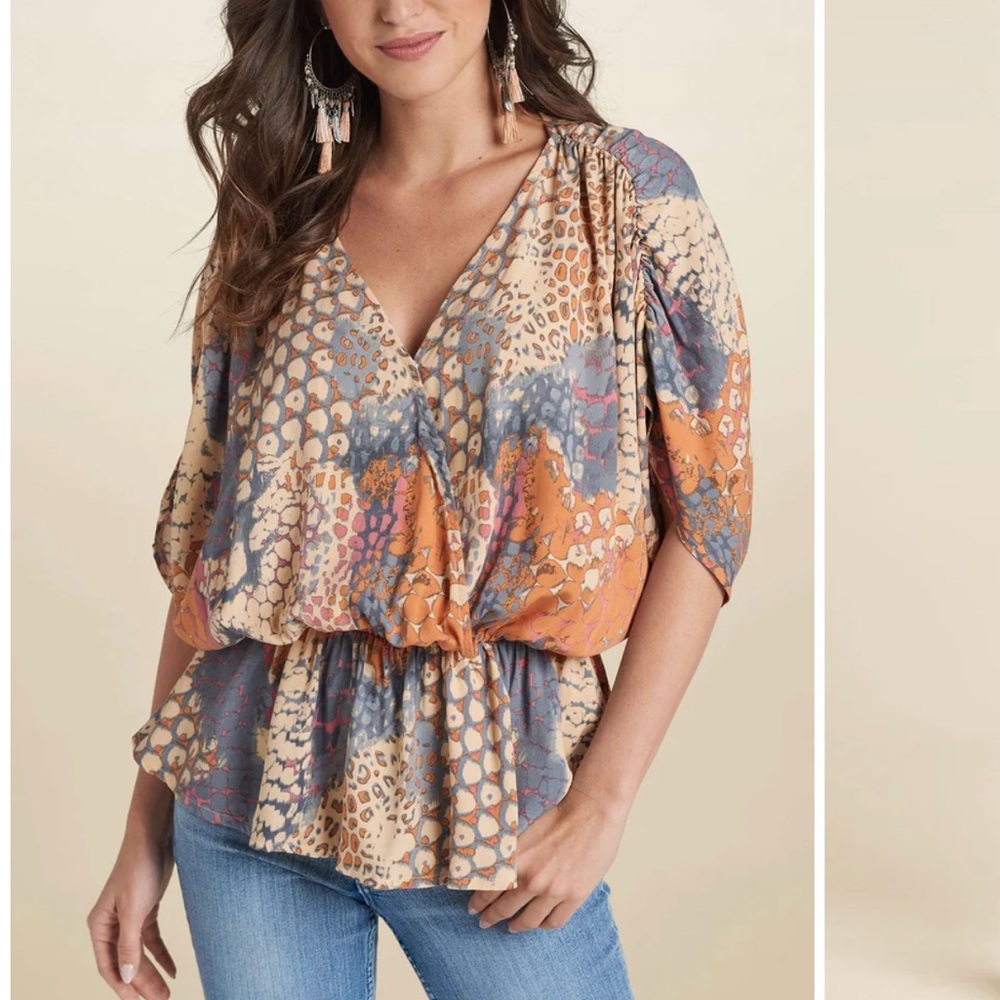 Venus Printed Faux-Wrap Top